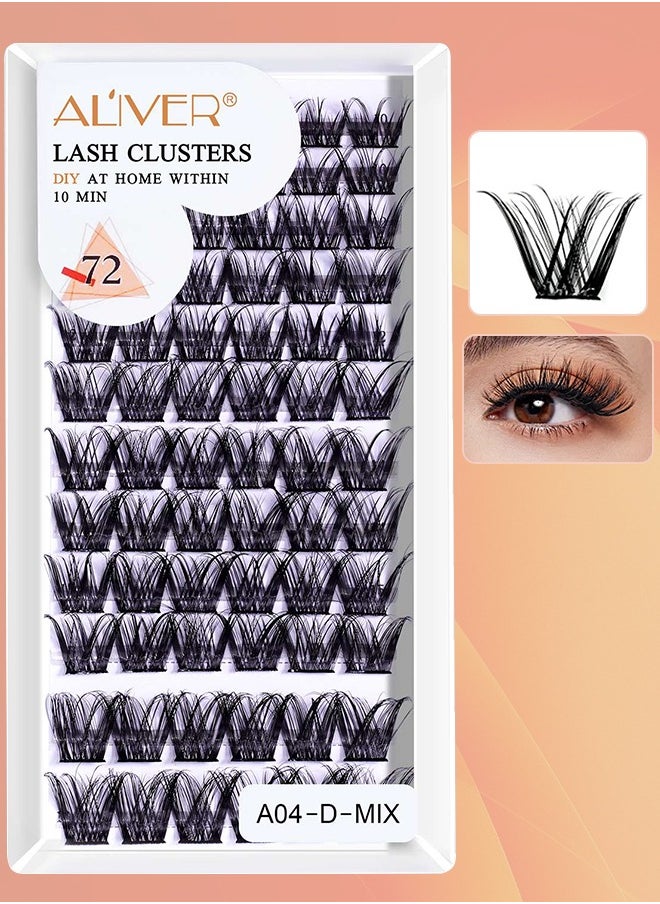 72 Pcs Lash Clusters Eyelash Extensions Wispy False Eyelashes Lash Clusters DIY Eyelash Extensions Individual False Eyelashes for Women 04