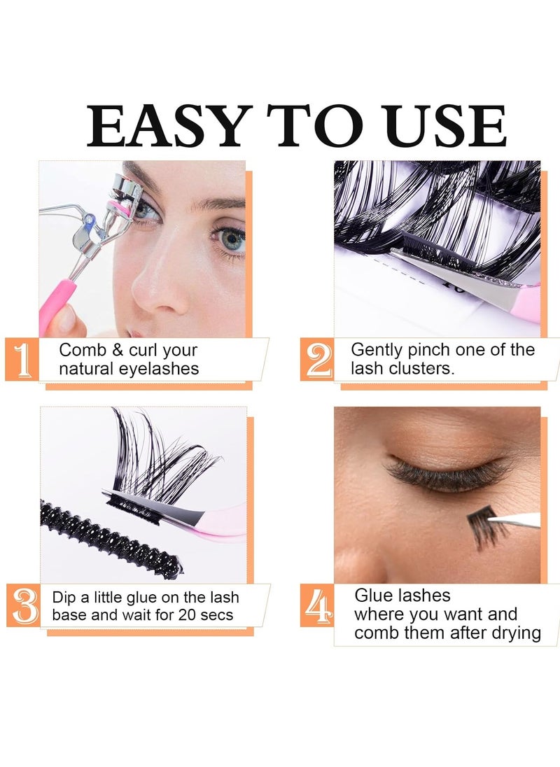 72 Pcs Lash Clusters Eyelash Extensions Wispy False Eyelashes Lash Clusters DIY Eyelash Extensions Individual False Eyelashes for Women 04