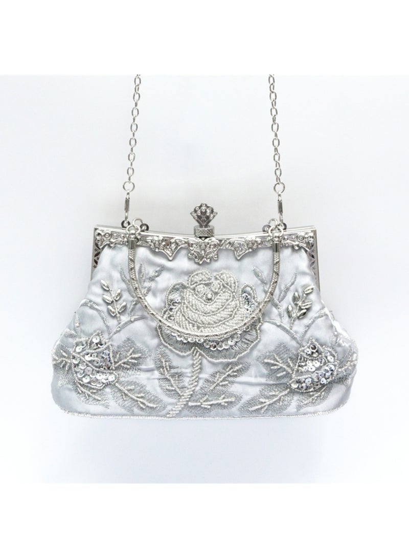 Women's Clutch Evening Bag Women's Handbag Vintage Beaded Bag Shoulder Bag with Removable Chain Perfect for Weddings, Ramadan, Birthdays,Prom Party - Image 3