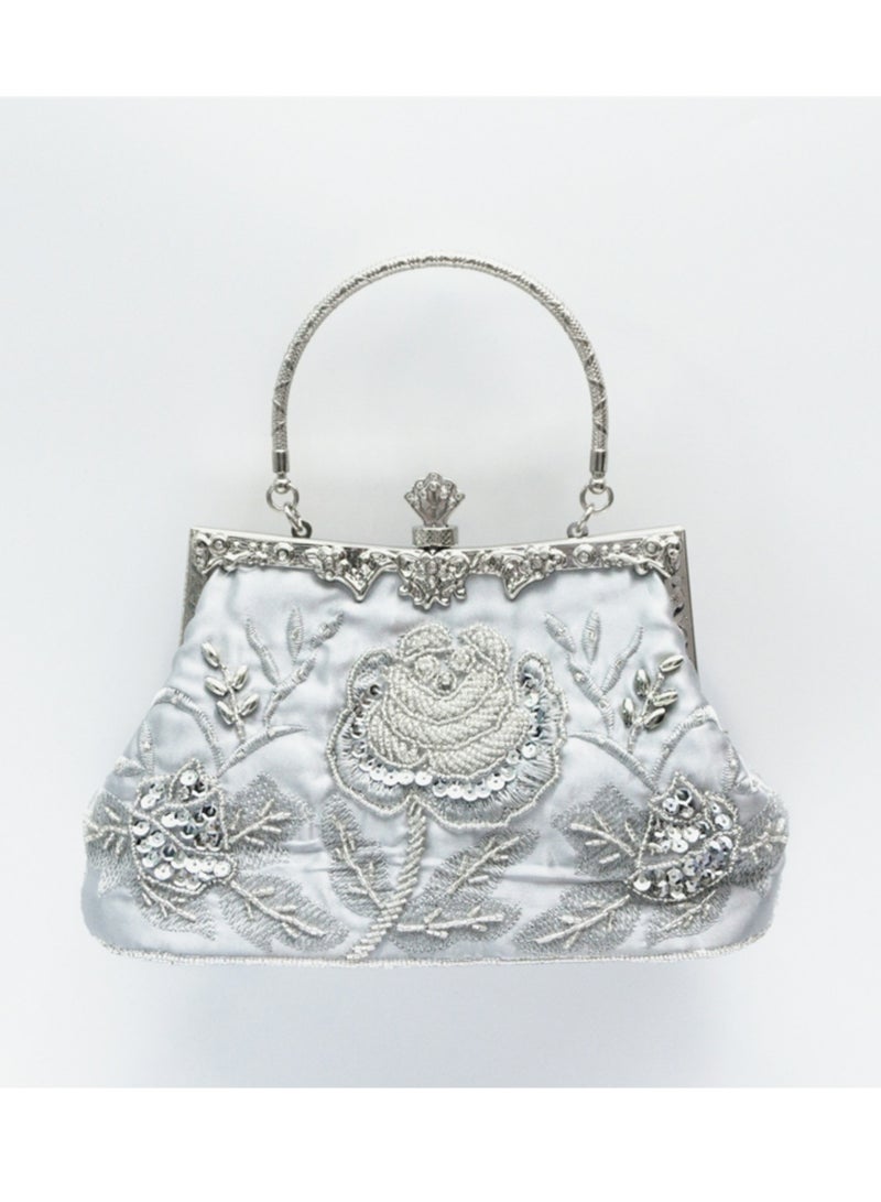 Women's Clutch Evening Bag Women's Handbag Vintage Beaded Bag Shoulder Bag with Removable Chain Perfect for Weddings, Ramadan, Birthdays,Prom Party - Image 1