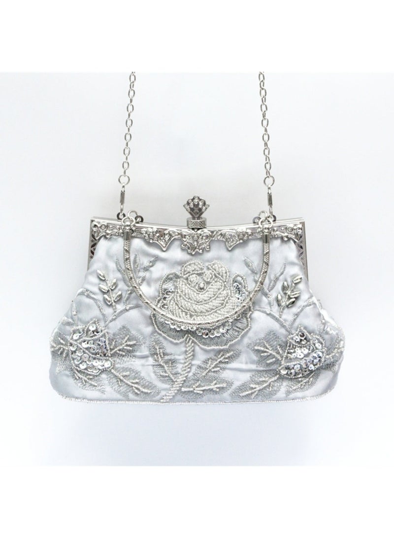Women's Clutch Evening Bag Women's Handbag Vintage Beaded Bag Shoulder Bag with Removable Chain Perfect for Weddings, Ramadan, Birthdays,Prom Party - Image 4
