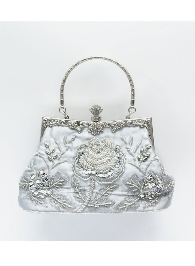 Women's Clutch Evening Bag Women's Handbag Vintage Beaded Bag Shoulder Bag with Removable Chain Perfect for Weddings, Ramadan, Birthdays,Prom Party - Image 1
