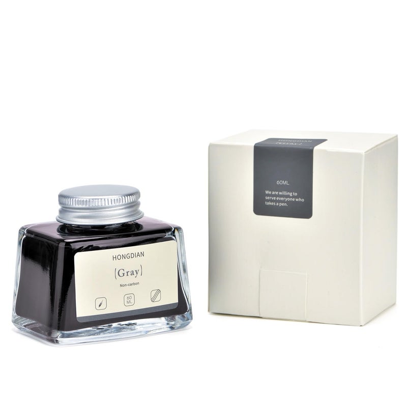Asvine Hongdian Fountain Pen Bottled Ink Gray, 60ml Fountain Pen Ink Bottled for Writing and Calligraphy, Non Carbon - Image 2
