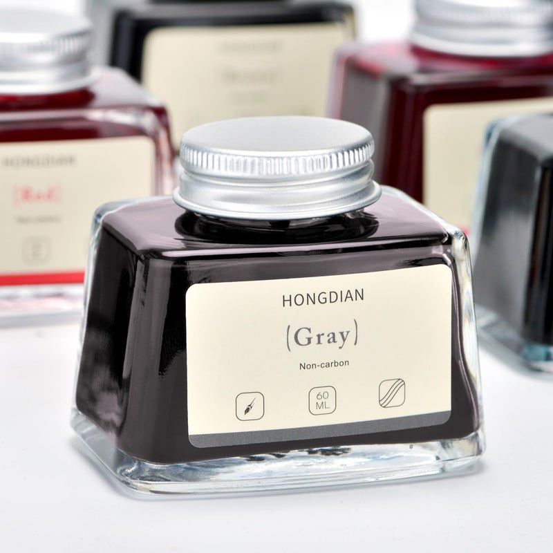 Asvine Hongdian Fountain Pen Bottled Ink Gray, 60ml Fountain Pen Ink Bottled for Writing and Calligraphy, Non Carbon - Image 5
