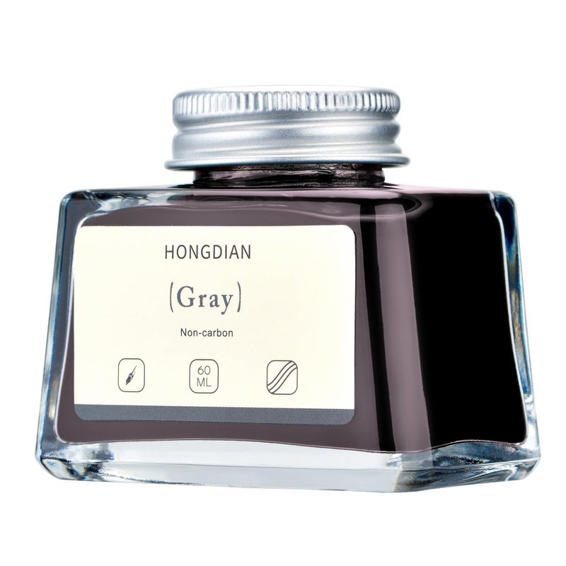 Asvine Hongdian Fountain Pen Bottled Ink Gray, 60ml Fountain Pen Ink Bottled for Writing and Calligraphy, Non Carbon - Image 4
