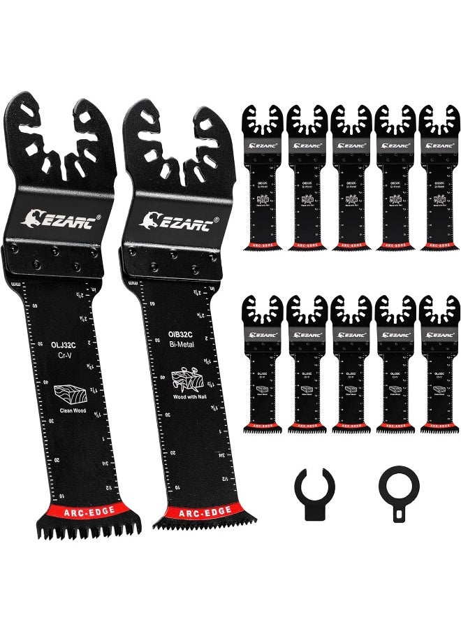 Generic - Ezarc  Oscillating Saw Blades - 11Pieces Extra-Long Reach Arc Edge Multitool Blades With Japanese Teeth, Crv And Bi-Metal Clean Cut For Wood And Metal, Universal Quick Release Oscillating Tool Blades - Image 1