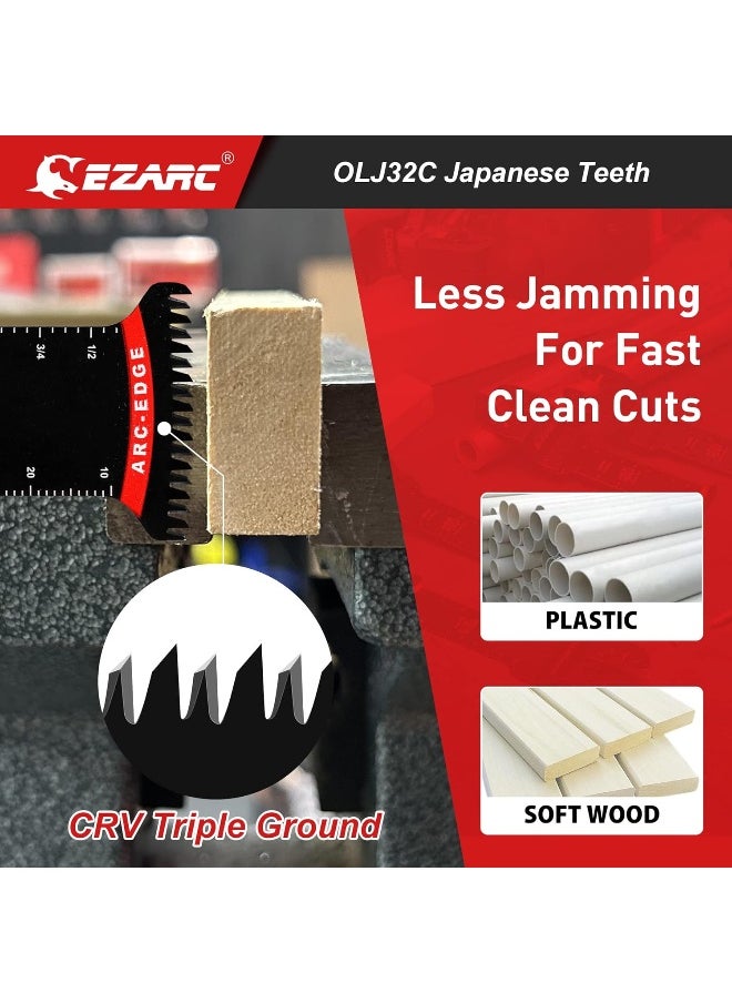Generic - Ezarc  Oscillating Saw Blades - 11Pieces Extra-Long Reach Arc Edge Multitool Blades With Japanese Teeth, Crv And Bi-Metal Clean Cut For Wood And Metal, Universal Quick Release Oscillating Tool Blades - Image 1