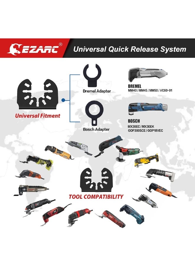 Generic - Ezarc  Oscillating Saw Blades - 11Pieces Extra-Long Reach Arc Edge Multitool Blades With Japanese Teeth, Crv And Bi-Metal Clean Cut For Wood And Metal, Universal Quick Release Oscillating Tool Blades - Image 1