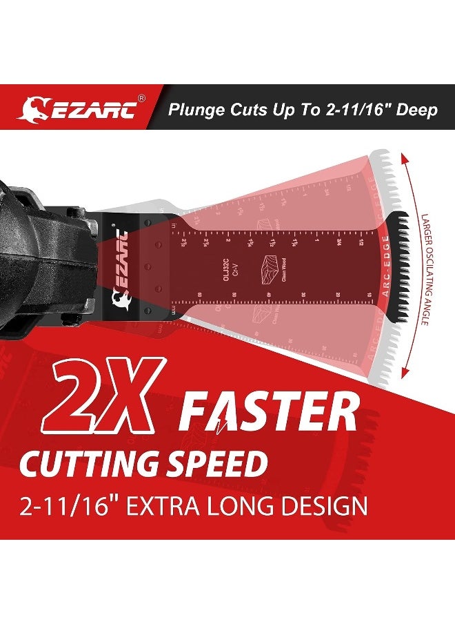 Generic - Ezarc  Oscillating Saw Blades - 11Pieces Extra-Long Reach Arc Edge Multitool Blades With Japanese Teeth, Crv And Bi-Metal Clean Cut For Wood And Metal, Universal Quick Release Oscillating Tool Blades - Image 1