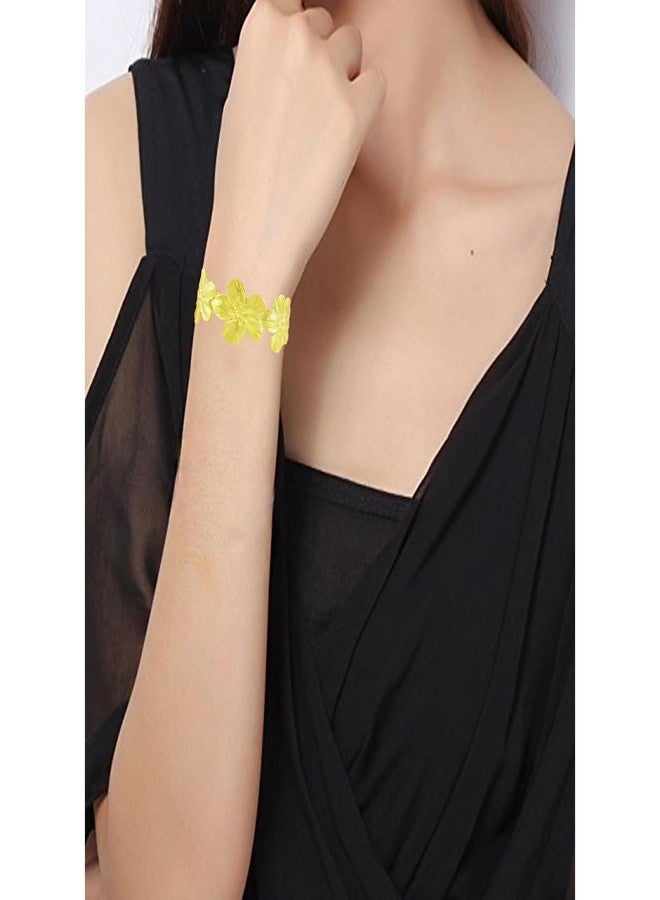 Okos Gold-Plated Floral Design Adjustable Cuff Bracelet for Women & Girls | Elegant Trendy Statement Bracelet for Festive, Party & Gifting - Image 5