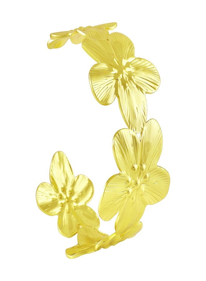 Okos Gold-Plated Floral Design Adjustable Cuff Bracelet for Women & Girls | Elegant Trendy Statement Bracelet for Festive, Party & Gifting - Image 3