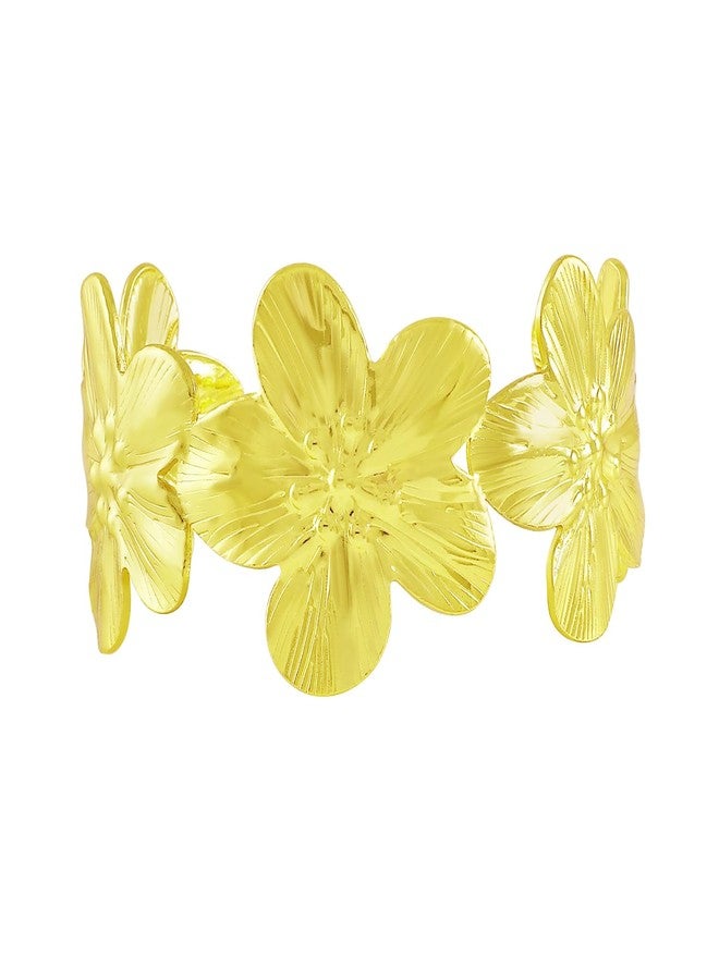 Okos Gold-Plated Floral Design Adjustable Cuff Bracelet for Women & Girls | Elegant Trendy Statement Bracelet for Festive, Party & Gifting - Image 4