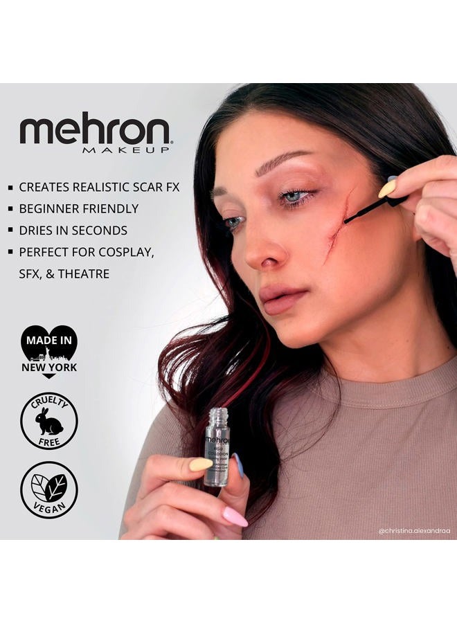 mehron مكياج كولوديون صلب مع فرشاة | سائل للندوب | مكياج ندبة سائل | ندبة SFX للأفلام .125 أونصة (4 مل) - Image 2