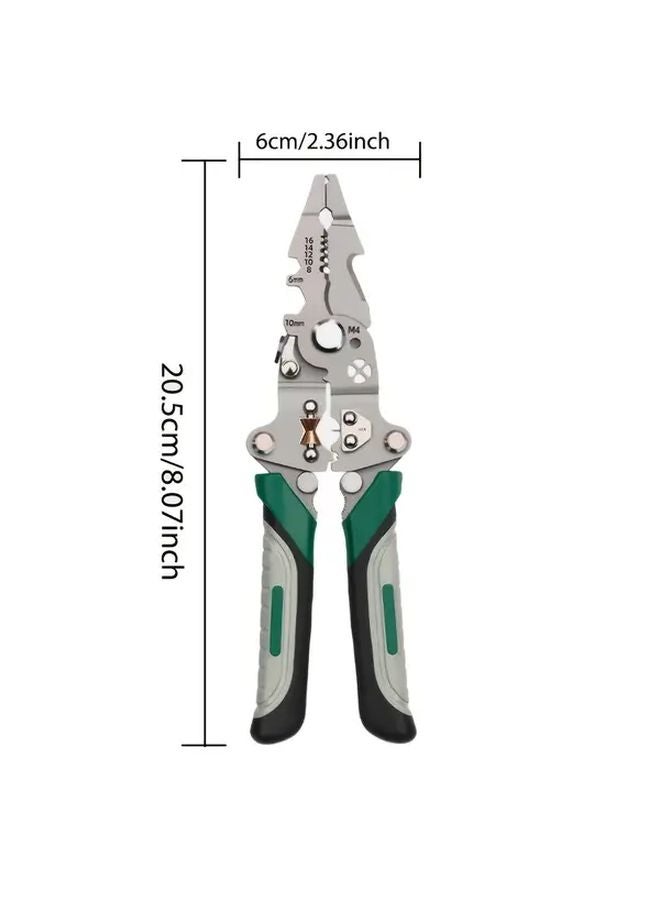 Green Heavy Duty Folding Wire Stripper Tool Crimping Cutting Stripping Pliers - Image 4