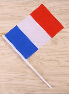 France Hand Held Flags Mini French National Country Hand Flag 14x21cm (Gold Ball White Stick)