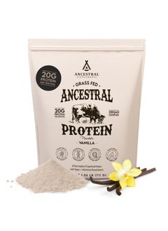 انسيسترال سابليمينتس مسحوق بروتين من الأبقار التي تتغذى على العشب من Ancestral Supplements، بنكهة الفانيليا، مرق عظام البقر مع أعضاء البقر والفطر العضوي، لدعم صحة الأمعاء، مكمل غذائي عالي البروتين، 20 جرام بروتين لكل وجبة، إمداد لمدة 30 يومًا  - Image 1