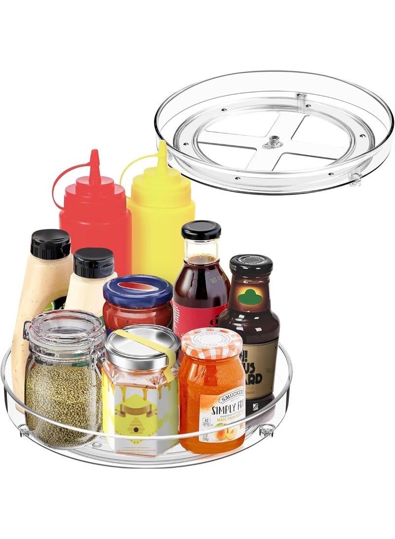 KITCHENOO Clear Acrylic Rotating Organizer, Plastic Round Spice Rack for Cabinet, Kitchen, Pantry, Refrigerator, Bathroom Countertop, Tabletop Storage  - Image 1