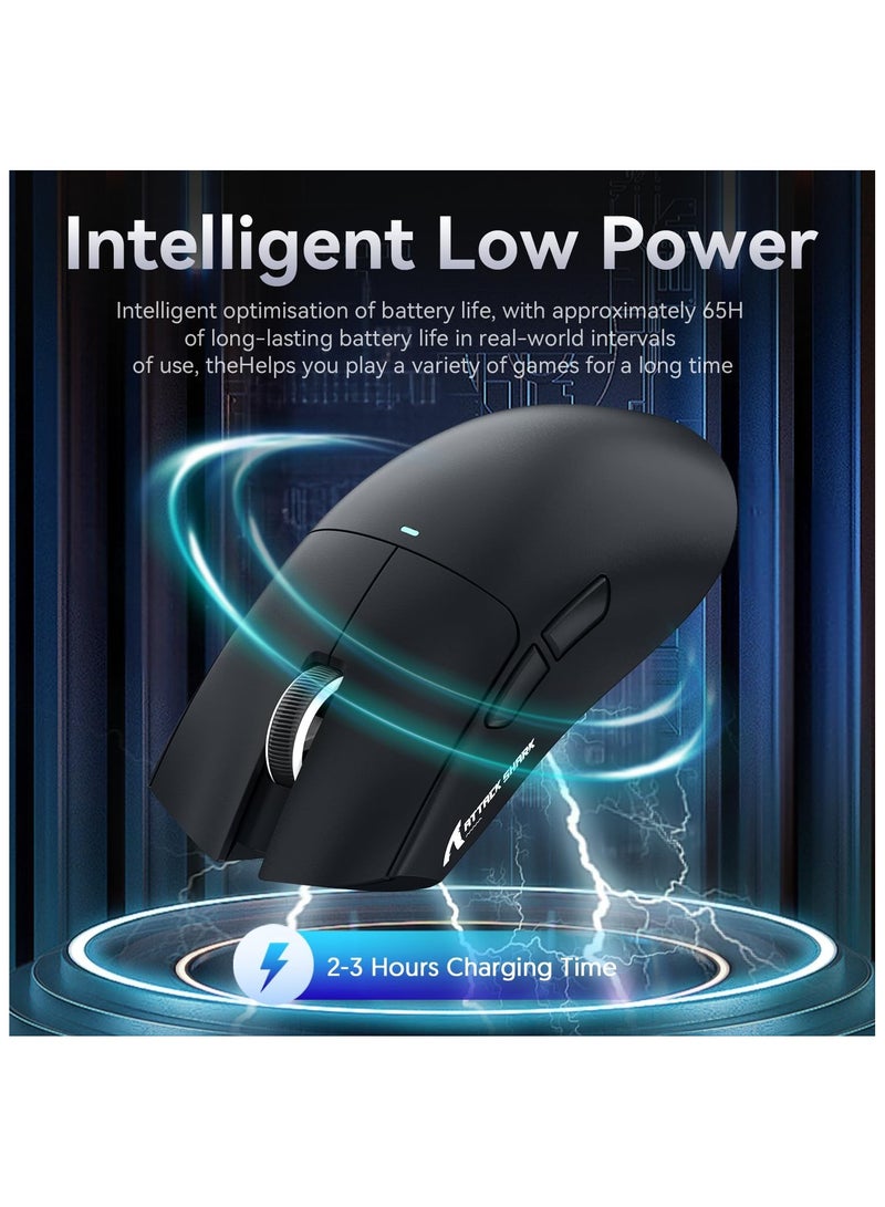 ATTACK SHARK X11 Gaming Mouse with Magnetic Charging Dock, PixArt PAW3311 Gaming Sensor, BT/2.4G Wireless/Wired Gaming Mouse, 22000 DPI, Office Mice Gamer Mice for Win11/Xbox/PS/Mac (Black) - Image 5
