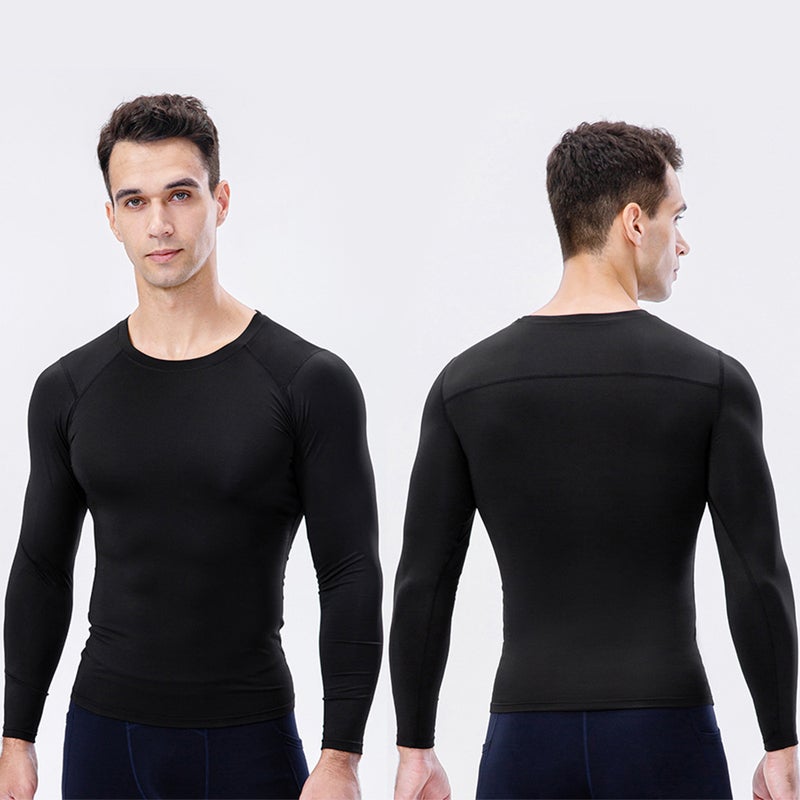 3pcs Men's Athletic Long Sleeve Compression Shirts Quick Dry Workout T-Shirt Running Tops - Image 5