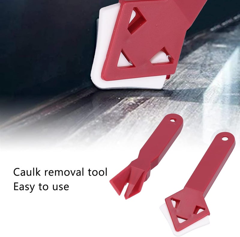 Silicone Window Scraper Tool Durable ABS Silicone Caulk Removal Tool for Kitchen Bathroom Window Glass Cement Removal 2pcs Red - Image 4