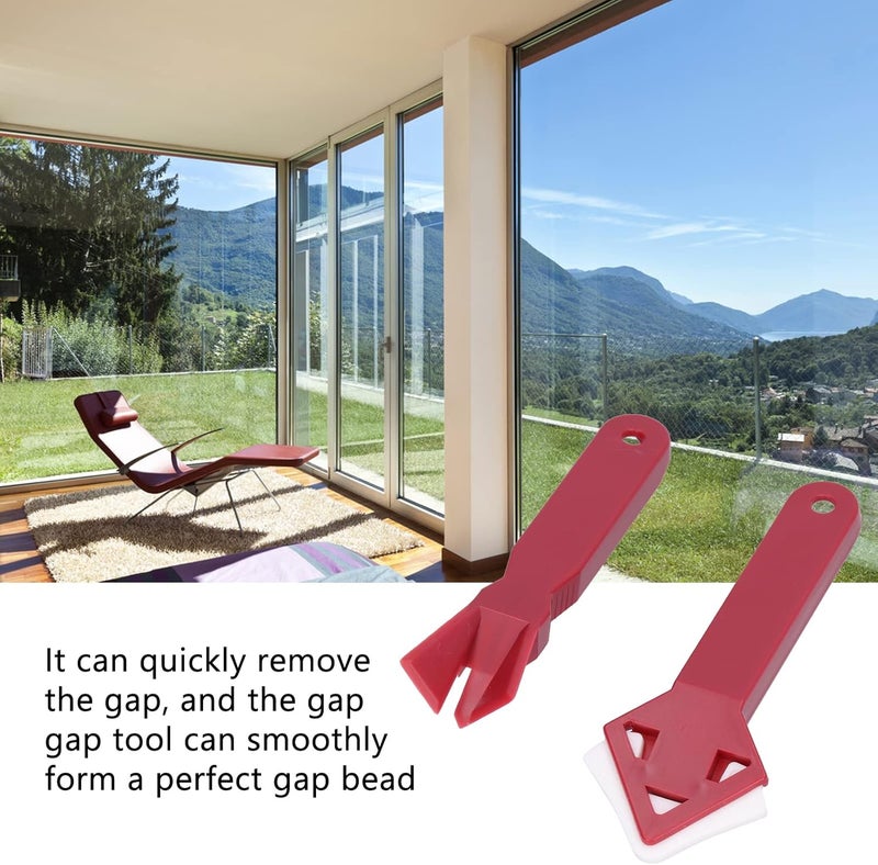 Silicone Window Scraper Tool Durable ABS Silicone Caulk Removal Tool for Kitchen Bathroom Window Glass Cement Removal 2pcs Red - Image 5