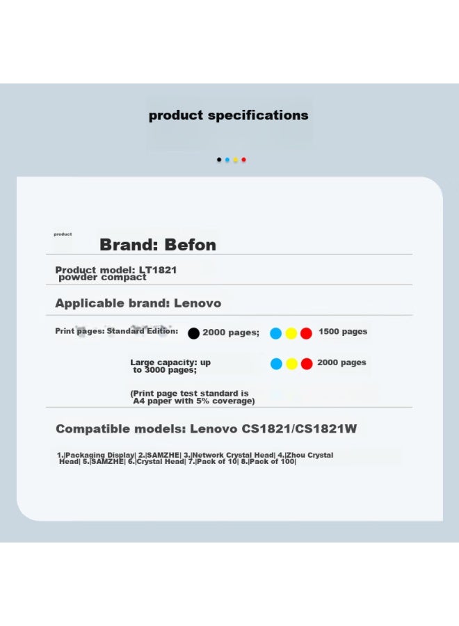 Befon Deyin Compatible With Lenovo Cm7120W Toner Cartridge, Cs1831 Toner Cartridge, Cm7110W Drum, Cs1821, Cs1821W, Cs1831W Printer Ink Cartridge, Lt1821 Toner Cartridge, Easy To Refill, Black - Image 3