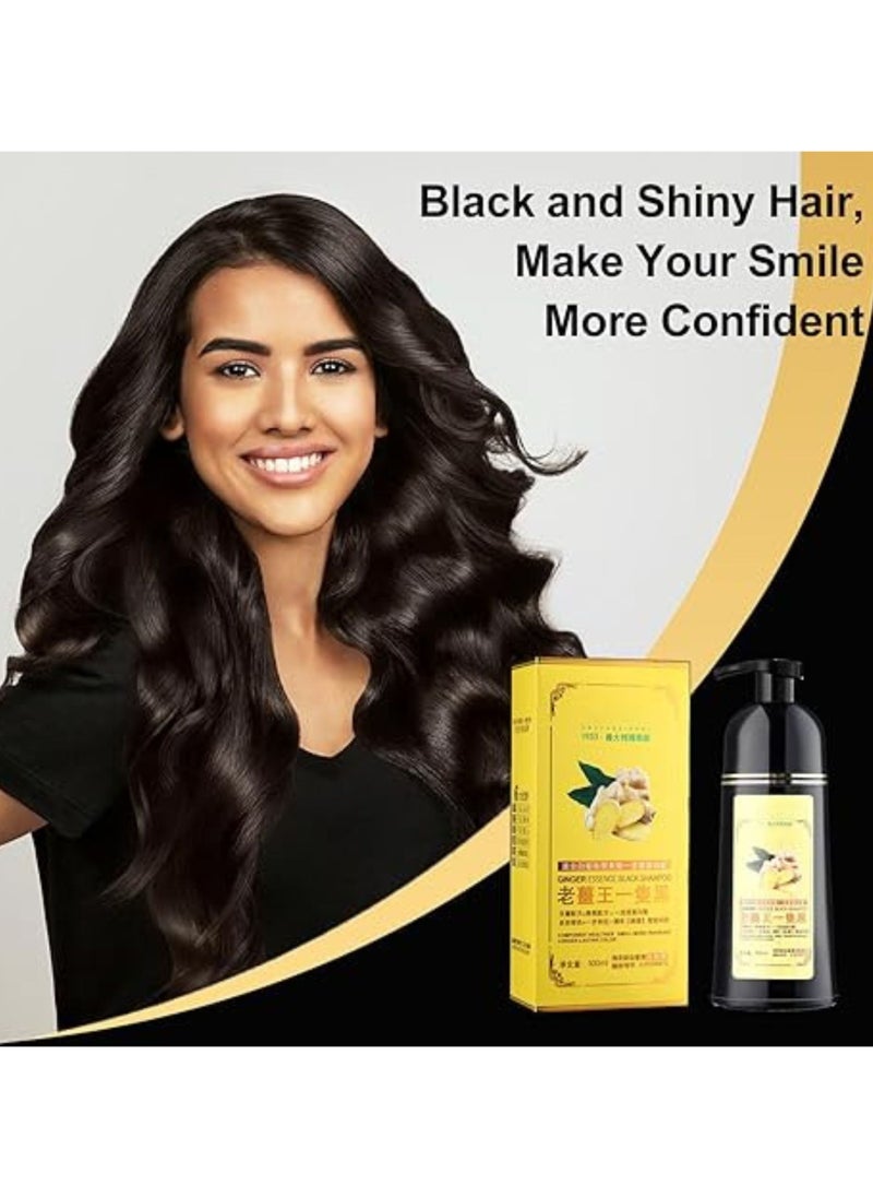 D Beauty - 2pcs Mokeru Black Hair Dye Shampoo for Gray Coverage, Ginger Hair Colour Shampoo Natural Herbal Plant, Instant Black Hair Color Ammonia Free, Healthy Dyeing Shampoo No Damage, Hair Shampoo Cover 500ML - Image 1