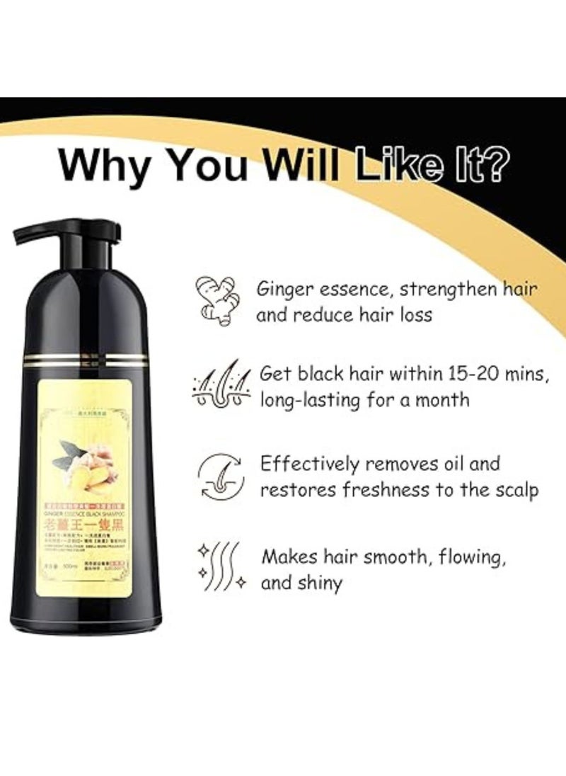 D Beauty - 2pcs Mokeru Black Hair Dye Shampoo for Gray Coverage, Ginger Hair Colour Shampoo Natural Herbal Plant, Instant Black Hair Color Ammonia Free, Healthy Dyeing Shampoo No Damage, Hair Shampoo Cover 500ML - Image 1