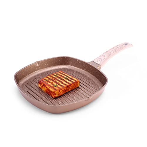 Wonderchef Duralife Die-cast Non-Stick Grill Pan 24cm for Kitchen, Non-Toxic, Chemical & PFOA Free Duramax Coating, Low-Oil Cooking, Gas Stove & Induction Friendly, 2-Yr Warranty Copper - Image 1