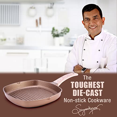 Wonderchef Duralife Die-cast Non-Stick Grill Pan 24cm for Kitchen, Non-Toxic, Chemical & PFOA Free Duramax Coating, Low-Oil Cooking, Gas Stove & Induction Friendly, 2-Yr Warranty Copper - Image 2