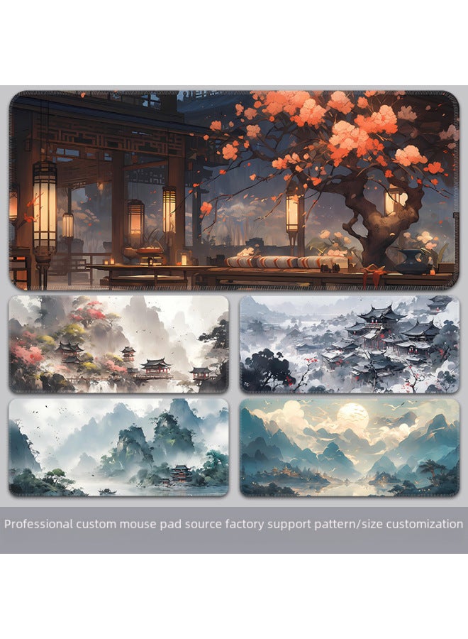 Mouse Pad Large National Style Landscape College Student Table Mat Game Special Keyboard Pad Men's And Women's Computer Office Mouse Pad-Color:600*300*3-Pattern:TU-709 [night]]  - Image 2