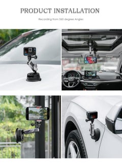 General Go Pro Suction Cup Holder, Action Camera with 360° Twin Head Ball, Car Suction Cup Holder with Insta-360 X3 X2 Go3 Hero 12 11 10 9 8 Accessories  - Image 5