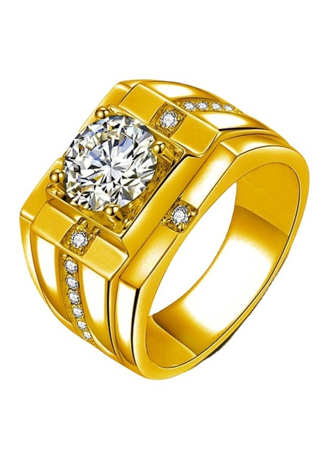 KUYING Three Dimensional Hollow Inlaid Circular Main Diamond Men's Ring - Image 1