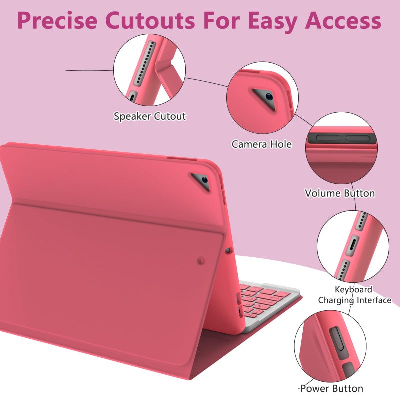 MMK for iPad 9th Generation Case with Keyboard, for iPad 8th 7th Generation Case with Keyboard (Wireless Detachable & Pencil Holder), iPad 10.2"/iPad Air 10.5"(3rd Gen)/iPad Pro 10.5" (Watermelon) - Image 3