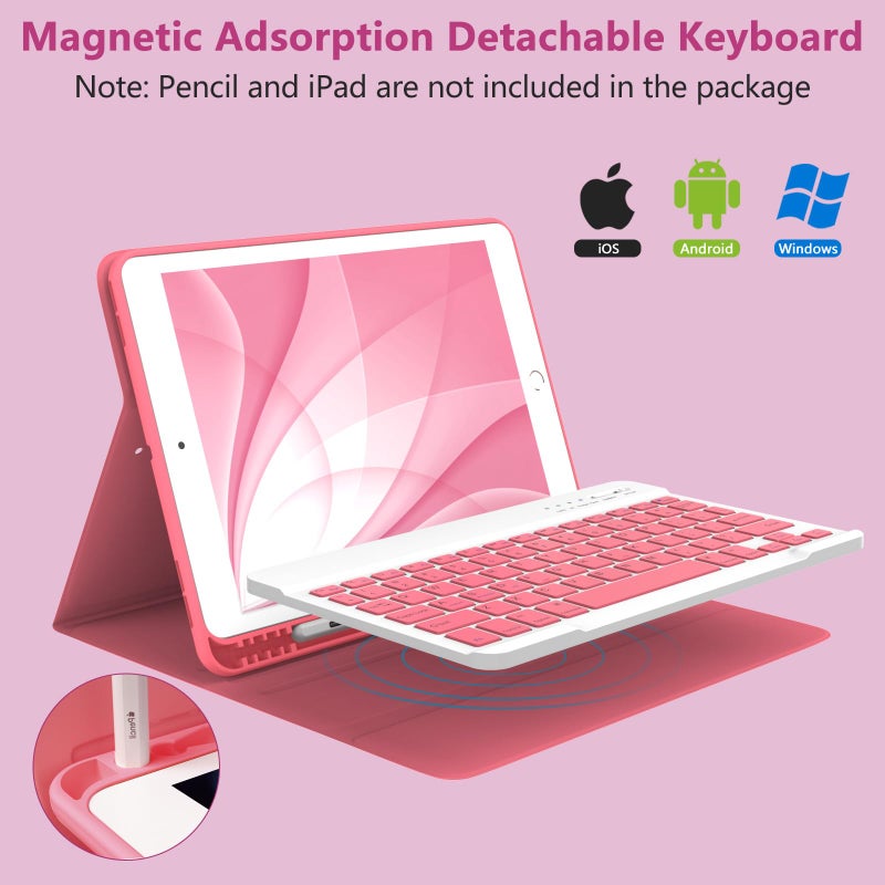 MMK for iPad 9th Generation Case with Keyboard, for iPad 8th 7th Generation Case with Keyboard (Wireless Detachable & Pencil Holder), iPad 10.2"/iPad Air 10.5"(3rd Gen)/iPad Pro 10.5" (Watermelon) - Image 4