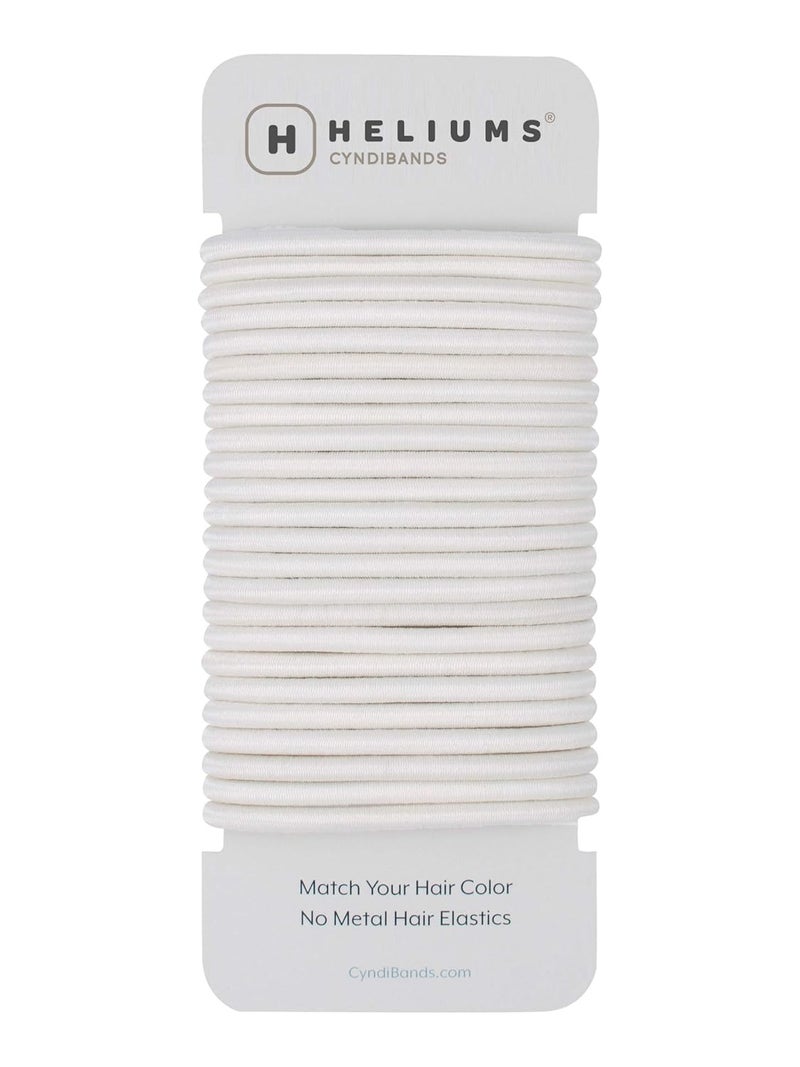 Cyndibands Elastic Hair Ties â€“ White - No Damage 4mm Ponytail Holders for Women & Kids, 24-Pack Hair Elastics in Neutral Colors