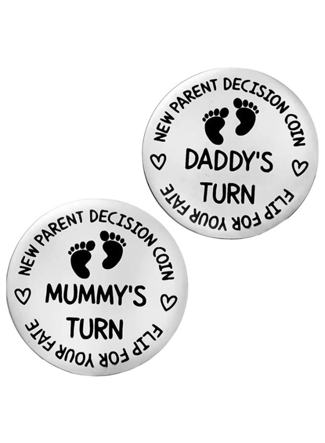 JZS Decision Coin for New Dad Mom Gifts, Newborn Baby Gift for Parent Mummy Daddy Pregnancy Women First Time to be Moms Dads Mother's Day Father's Day Gifts Funny Double Sided Coin - Image 1