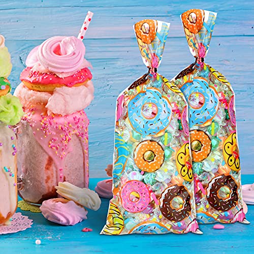 PerKoop 100 Pieces 5 x 11 Inches Donut Candy cellophane Bags Sweet Doughnut Treat favor Goodie Bags with 150 Pieces Twist Ties for candy Birthday Party Baby Shower Decoration Supplies - Image 5