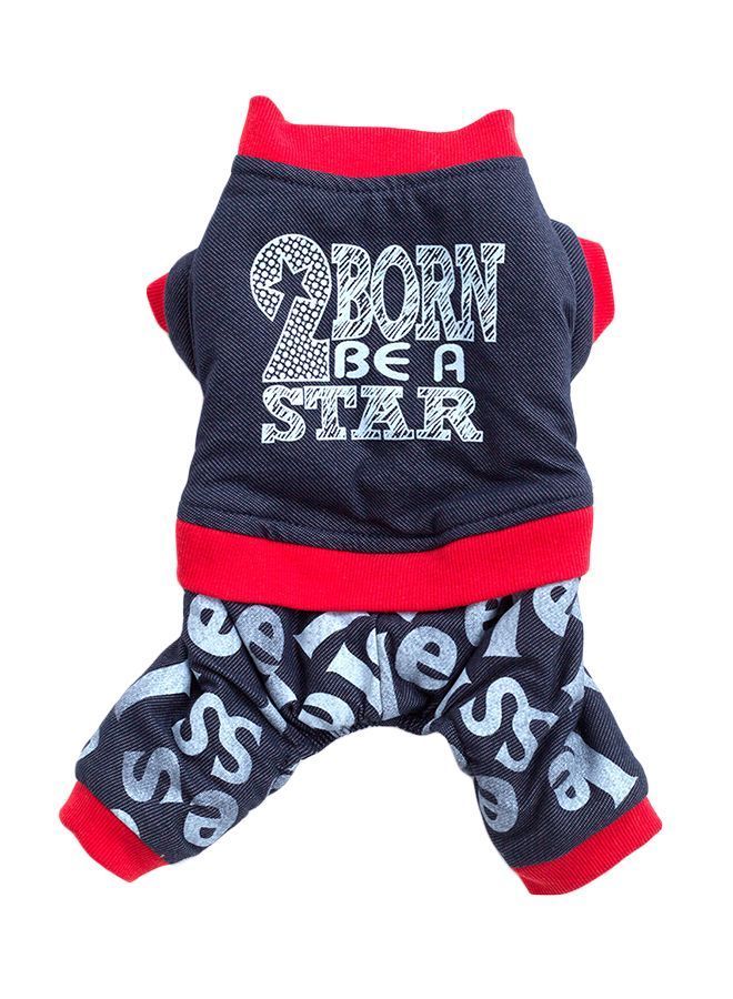 NIBEMINENT Four Legged Printed Pattern Pet Dog Coat Blue/Red S - Image 1