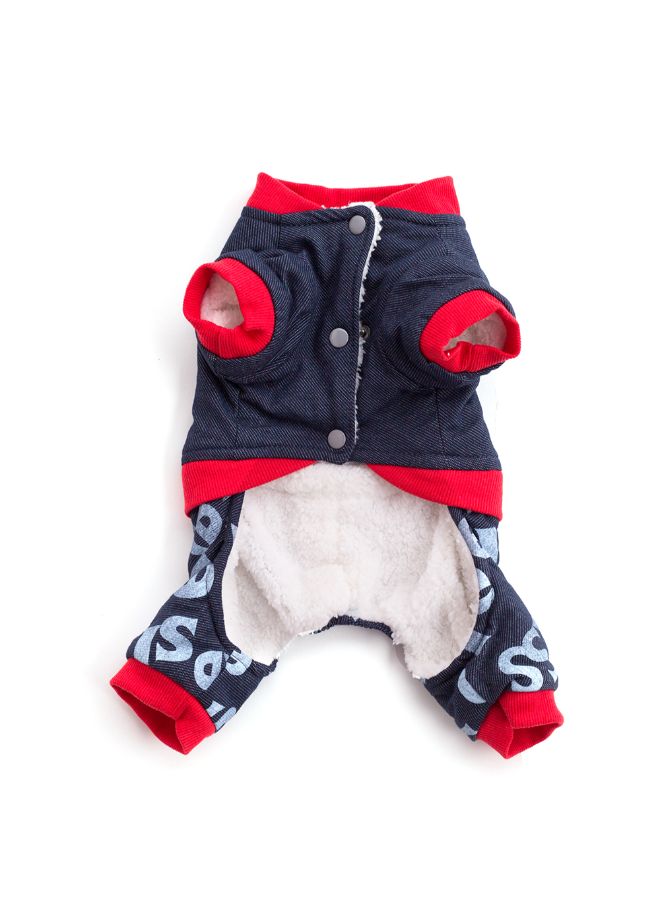 NIBEMINENT Four Legged Printed Pattern Pet Dog Coat Blue/Red S - Image 2