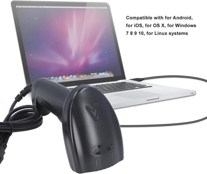 ماسح باركود محمول باتصال سلكي عبر USB ومستشعر صور CMOS - قارئ باركود أحادي الأبعاد (1D) وثنائي الأبعاد (2D) متوافق مع أنظمة التشغيل OS X، Linux، Android، وiOS - مصنوع من مادة ABS - Image 3