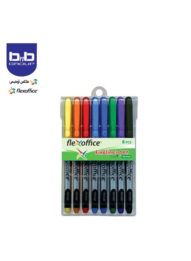 FLEXOFFICE Fineliner Pen 0.3mm 8 Colors - Image 1