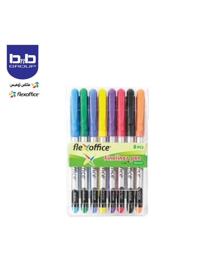 FLEXOFFICE Fineliner Pen 0.3mm 8 Colors - Image 4