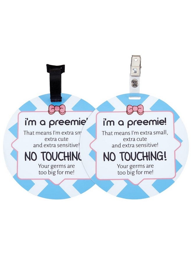 PLIGREAT 2 Pack No Touching Baby Car Seat Sign, No Kissing Baby Stroller Tag with Hanging Straps and Clip, No Touch Baby Safety Sign for Babies Girls Boys - Image 1