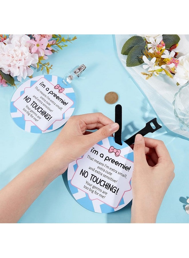 PLIGREAT 2 Pack No Touching Baby Car Seat Sign, No Kissing Baby Stroller Tag with Hanging Straps and Clip, No Touch Baby Safety Sign for Babies Girls Boys - Image 2