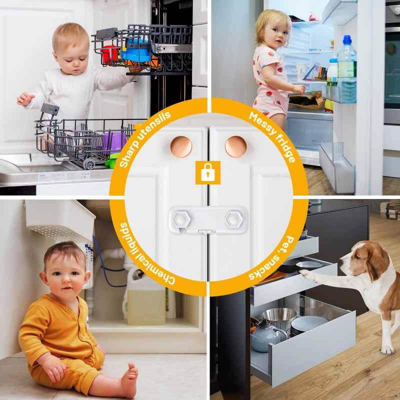 TriLink 6 Pack Fridge Locks for Kids, Cabinet Locks Baby Proofing, Child Proof Refrigerator Lock, Door Locks for Kids Safety, Baby Locks for Cabinets and Drawers, Doors, Fridges, Freezers, Closets, Ovens - Image 5
