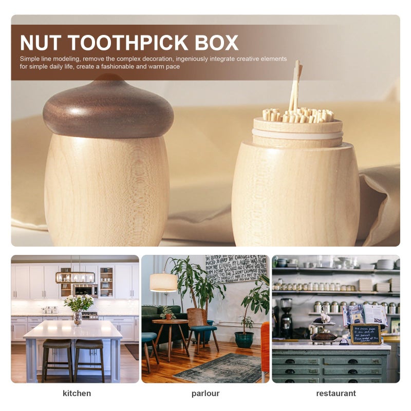 Black Walnut Toothpick Holder Dispenser 5cm Diameter 8cm Height Kitchen Storage Case - Image 4