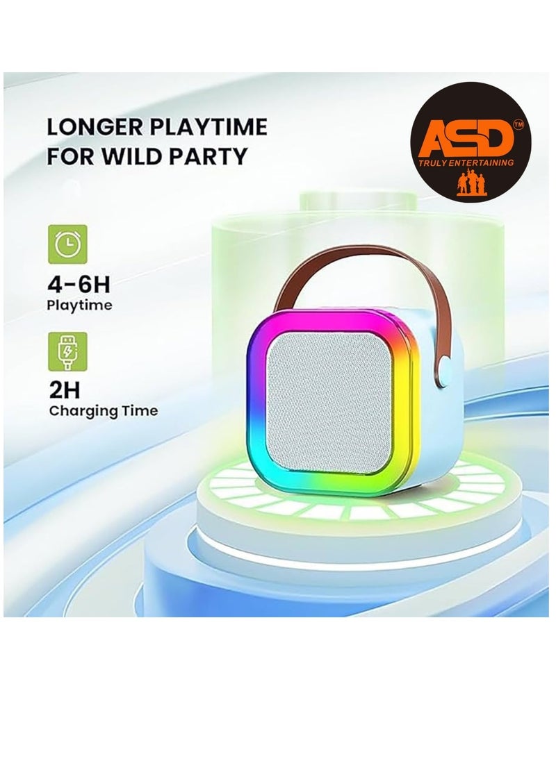 ASD - Portable Wireless Speaker with Wireless Mic, RGB Light, TF Card Support and FM Radio  - ASD-152 Karaoke-1, Blue - Image 1