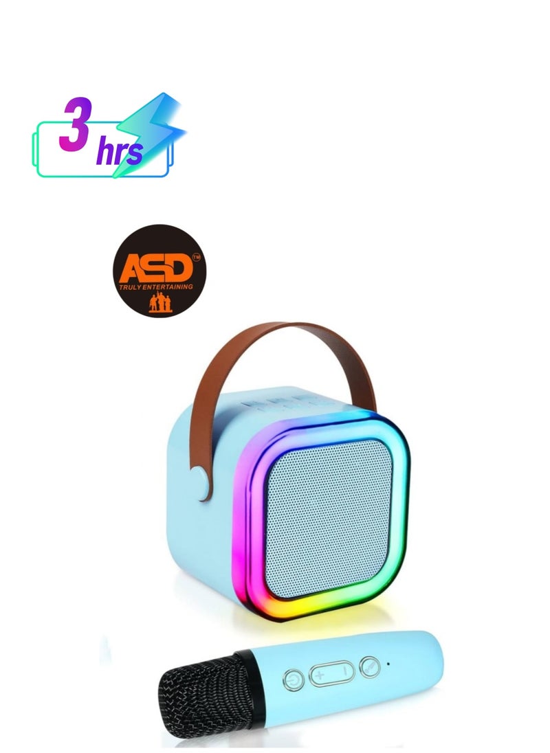 ASD - Portable Wireless Speaker with Wireless Mic, RGB Light, TF Card Support and FM Radio  - ASD-152 Karaoke-1, Blue - Image 1
