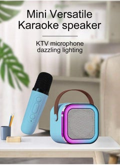 ASD Portable Wireless Speaker with Wireless Mic, RGB Light, TF Card Support and FM Radio  - ASD-152 Karaoke-1, Blue  - Image 4